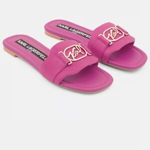 Karl Lagerfeld Monroe  hot fuscia Pink Slide Sandals